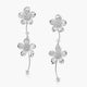 Pair of silver flower-shaped earrings on a white background