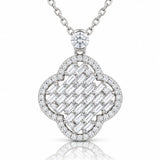 Clarisse Baguette Moissanite Clover Necklace - 925 Sterling Silver