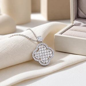 Clarisse Baguette Moissanite Clover Necklace - 925 Sterling Silver