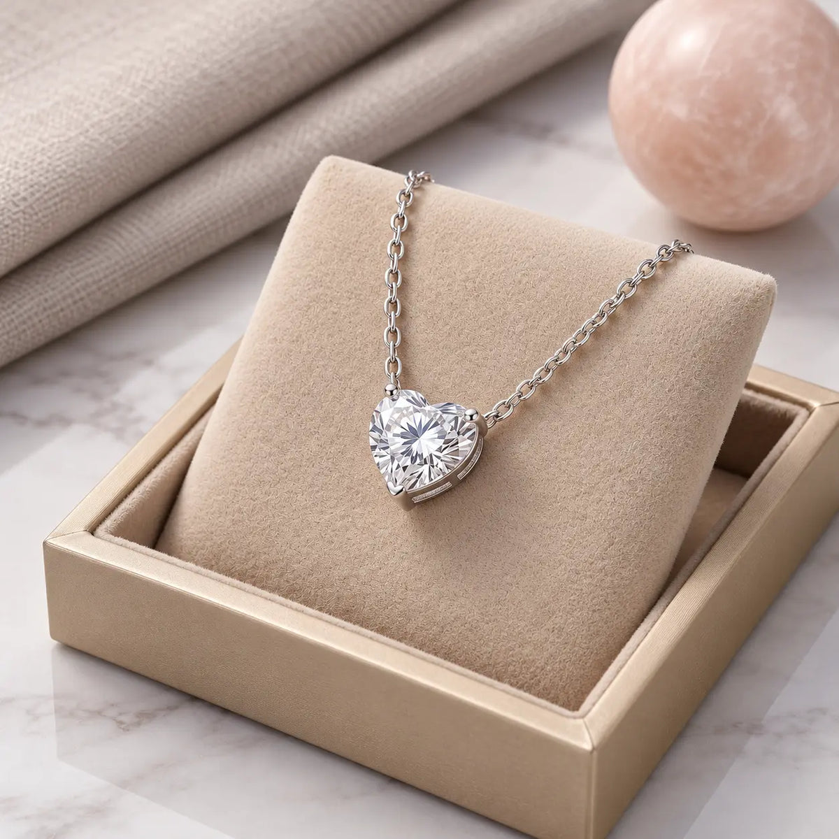 Coralie Heart Cut Moissanite Solitaire Necklace - 925 Sterling Silver
