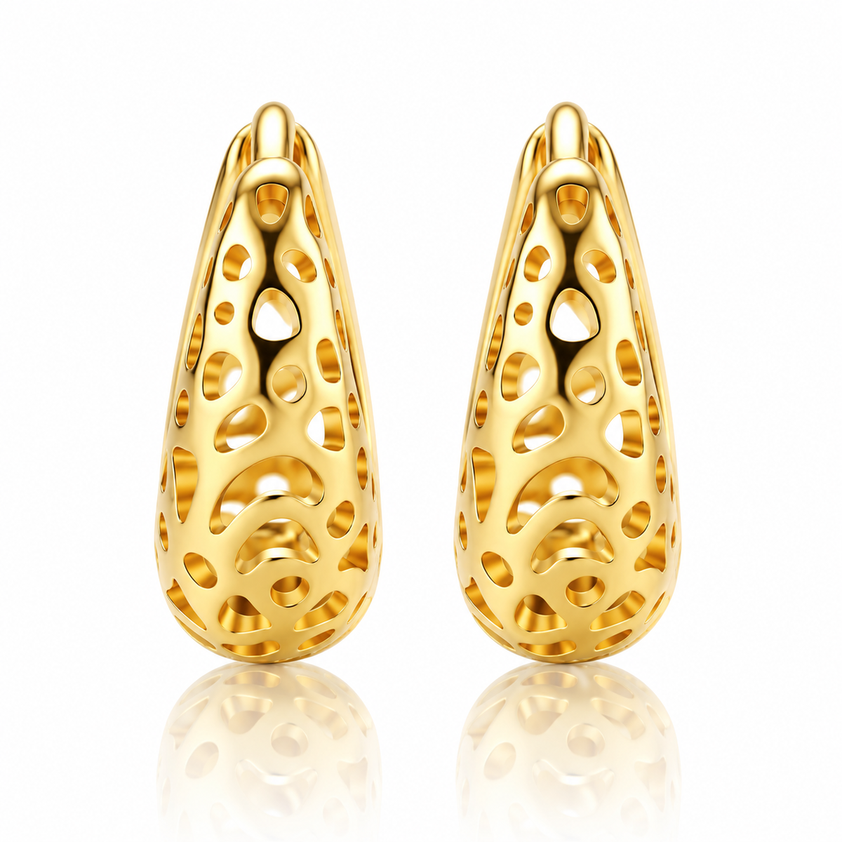 Coralline Openwork Dome Hoops - 14K Gold-Plated 925 Sterling Silver  Jewellar