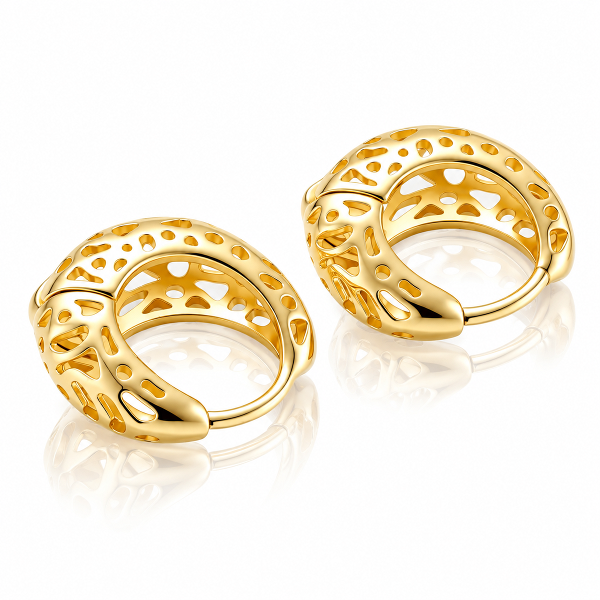 Coralline Openwork Dome Hoops - 14K Gold-Plated 925 Sterling Silver  Jewellar