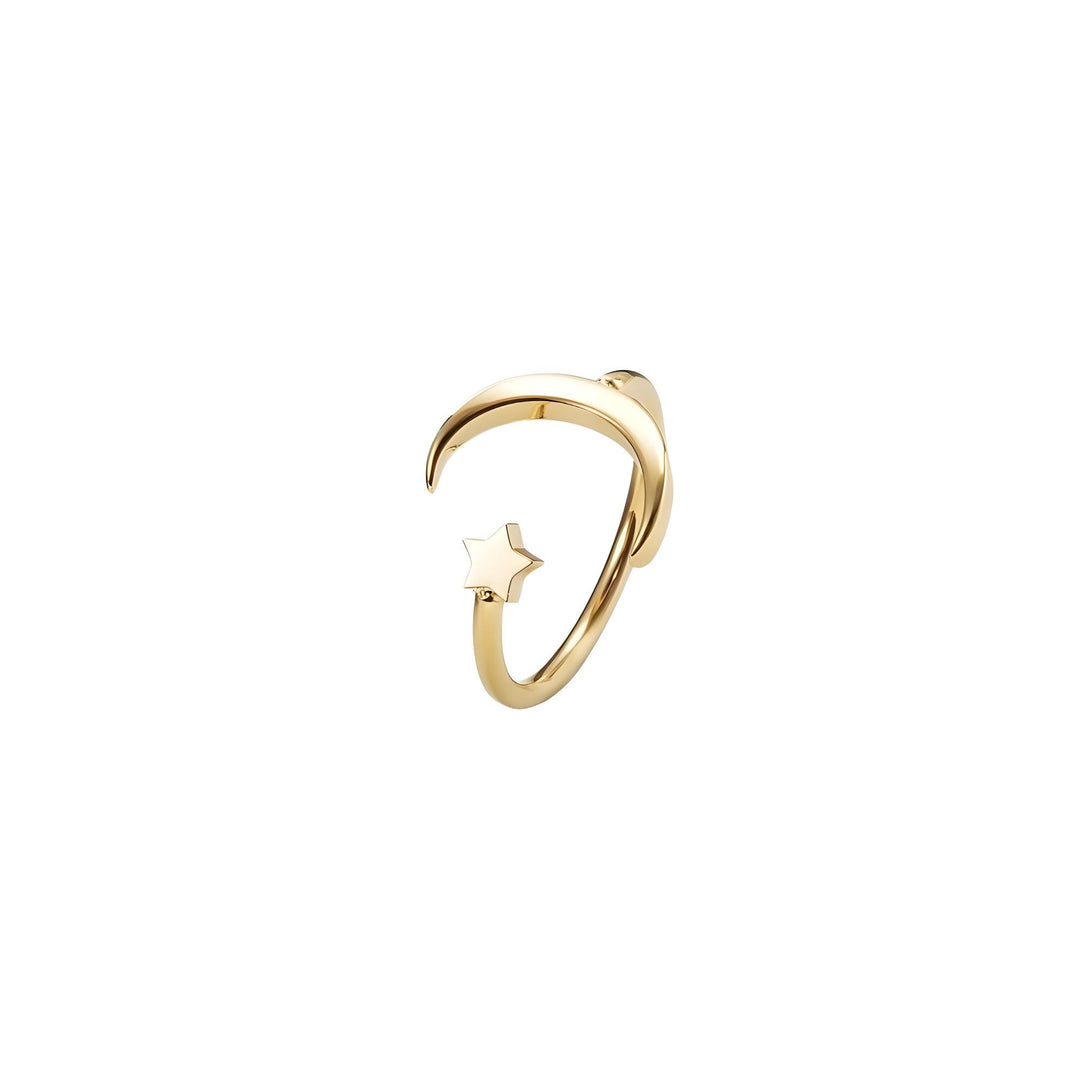 Crescent Moon and Star Ring