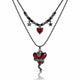 Crimson Hearts Layered Necklace - Black Plated