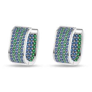 Cubic Gleam – 925 Silver Micro-Pavé Square Earrings - Jewellar
