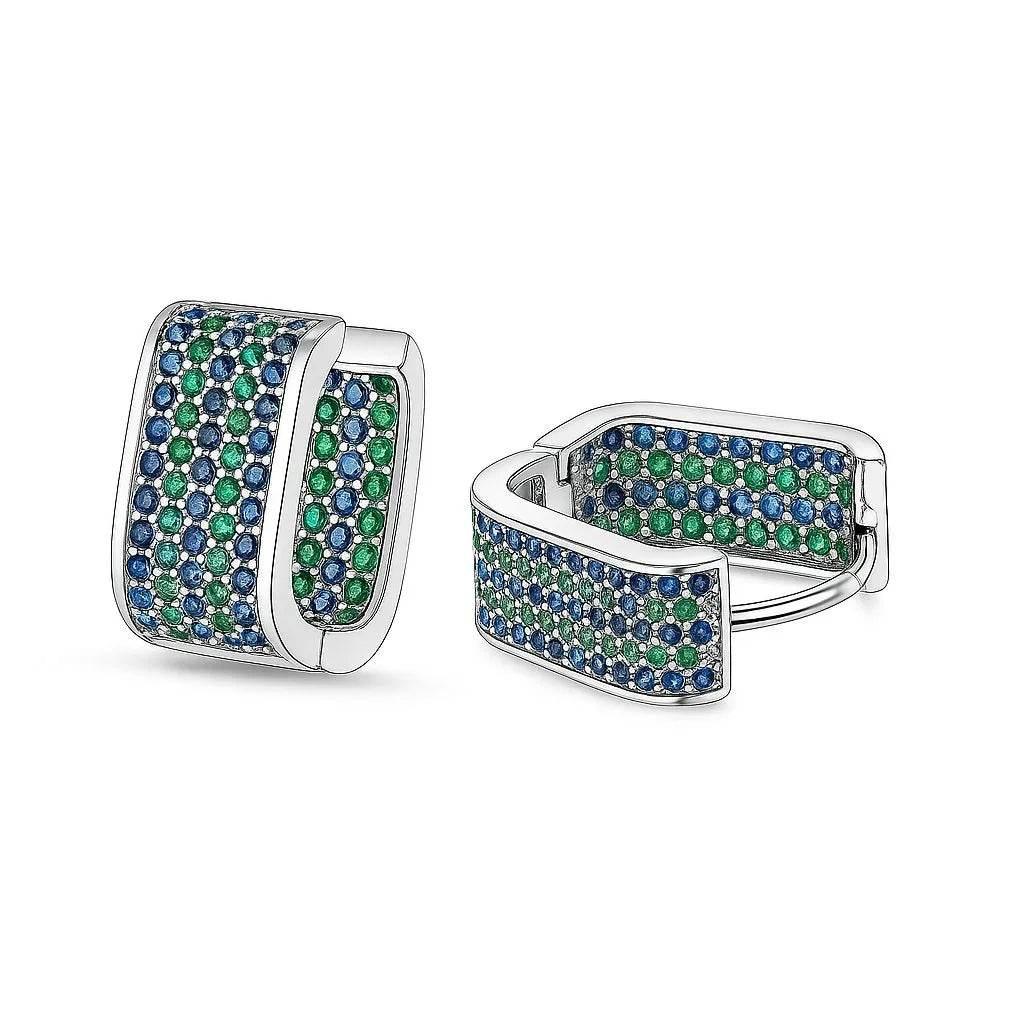 Cubic Gleam – 925 Silver Micro-Pavé Square Earrings - Jewellar