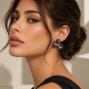Dark Baroque Pearl Cluster Earrings - 18K Gold Plated
