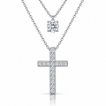 Devora Layered Moissanite Cross Necklace - 925 Sterling Silver  Jewellar