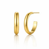Dome Arc Hoop Earrings - 14K Gold Plated