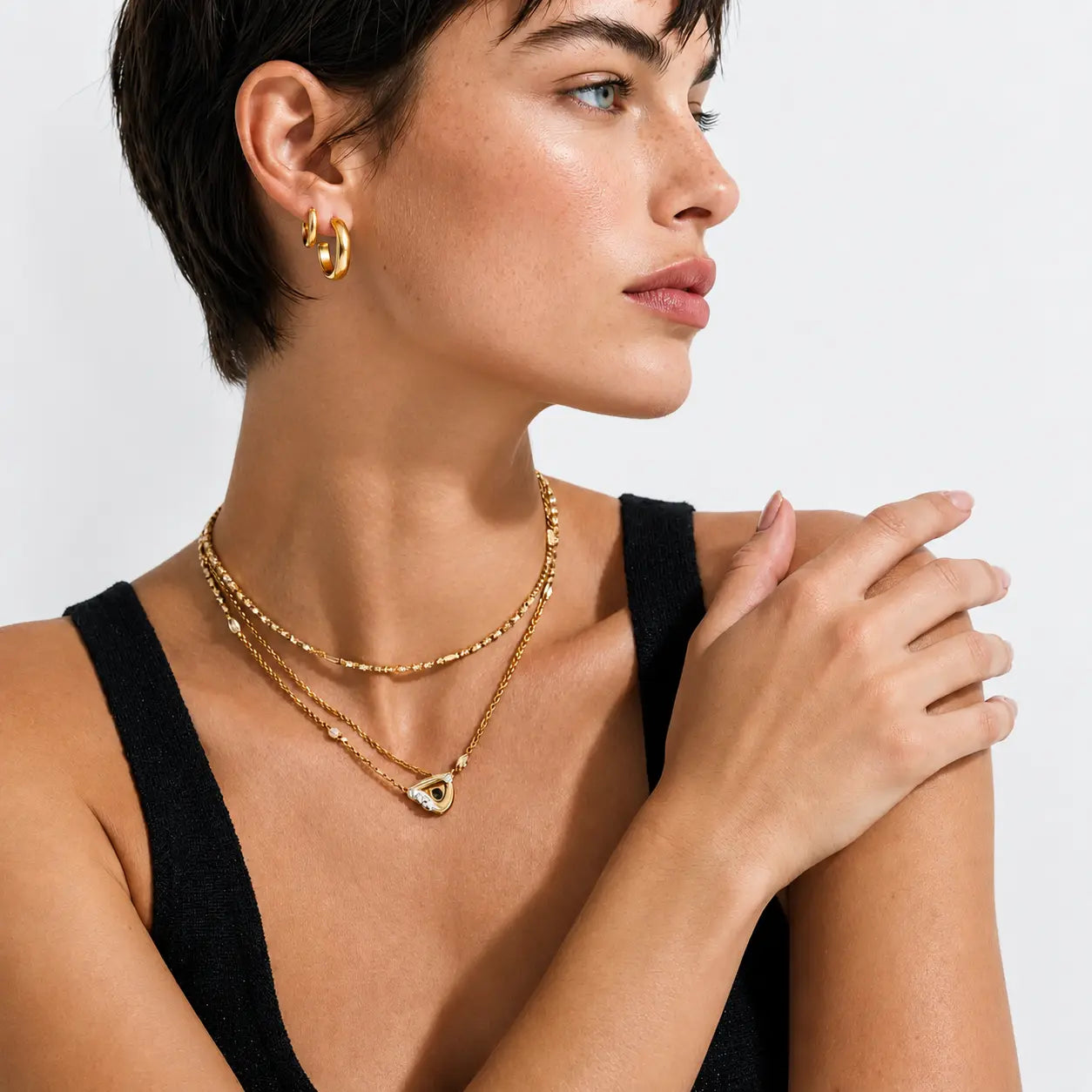 Dome Arc Hoop Earrings - 14K Gold Plated
