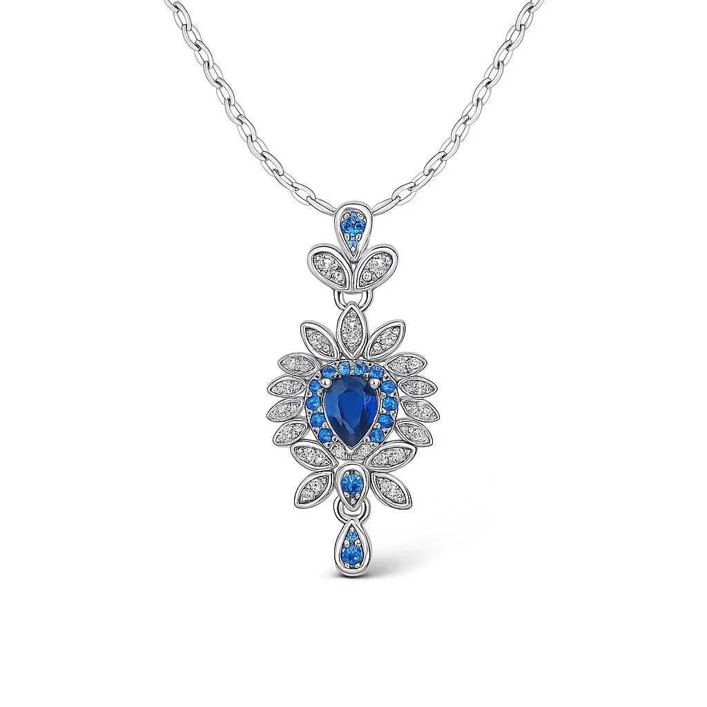 Elara Bloom – 925 Silver Sapphire Flower Necklace - Jewellar