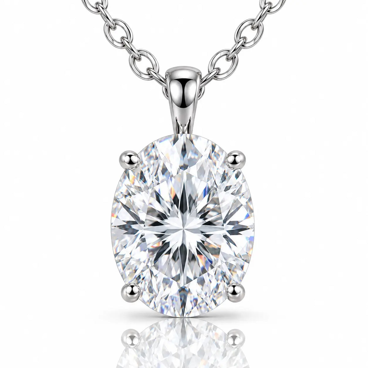 Elara Oval Moissanite Solitaire Necklace - 925 Sterling Silver