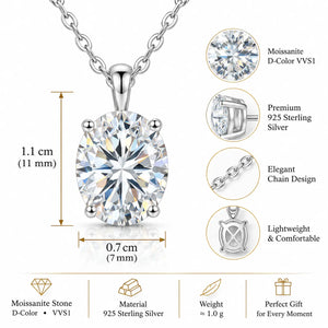 Elara Oval Moissanite Solitaire Necklace - 925 Sterling Silver