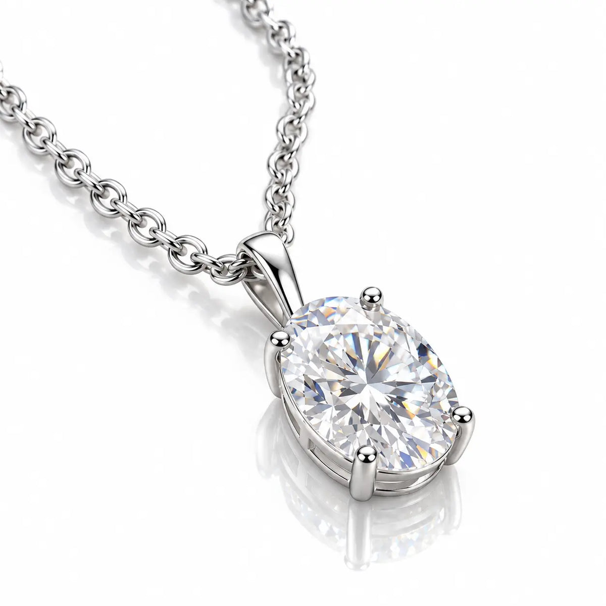 Elara Oval Moissanite Solitaire Necklace - 925 Sterling Silver