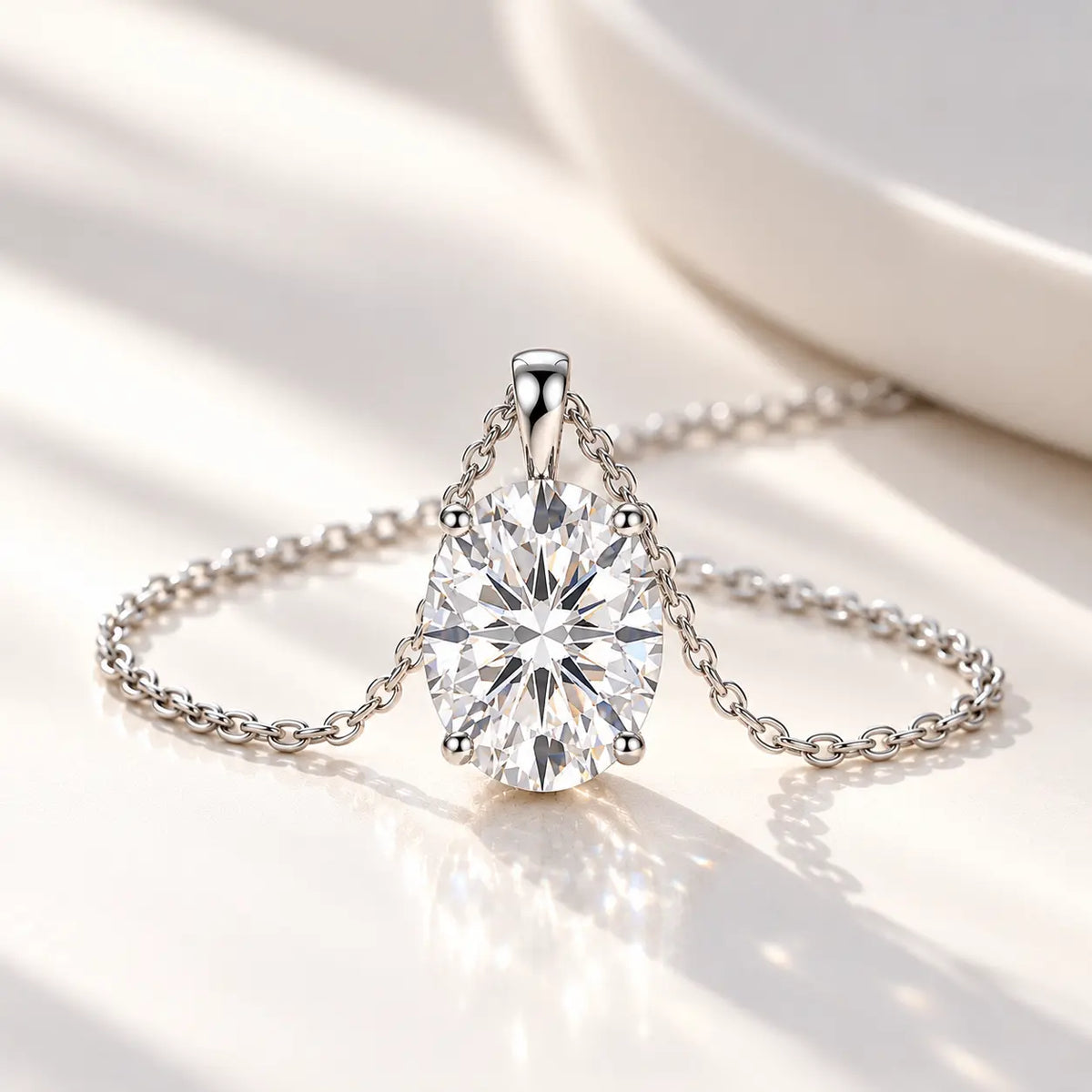 Elara Oval Moissanite Solitaire Necklace - 925 Sterling Silver