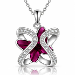 Elyra Adjustable Crystal Butterfly Necklace - Platinum-Plated 925 Sterling Silver