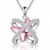 Elyra Adjustable Crystal Butterfly Necklace - Platinum-Plated 925 Sterling Silver