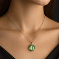 Emerald Clover Swarovski Crystal Necklace in 925 Sterling Silver with adjustable ball chain