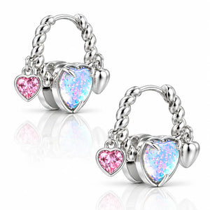 Etincelle Heart Hoop Earrings - White Gold Plated