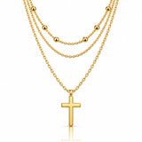 Fidelle Adjustable Triple Layer Cross Necklace - Gold-Plated 925 Sterling Silver