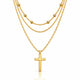 Fidelle Adjustable Triple Layer Cross Necklace - Gold-Plated 925 Sterling Silver