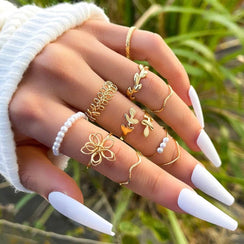 Flora Lace – Openwork Flower Ring Set - Jewellar