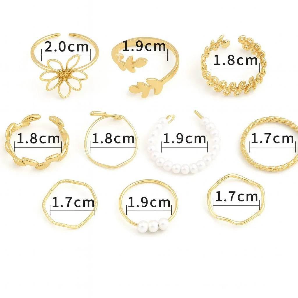 Flora Lace – Openwork Flower Ring Set - Jewellar