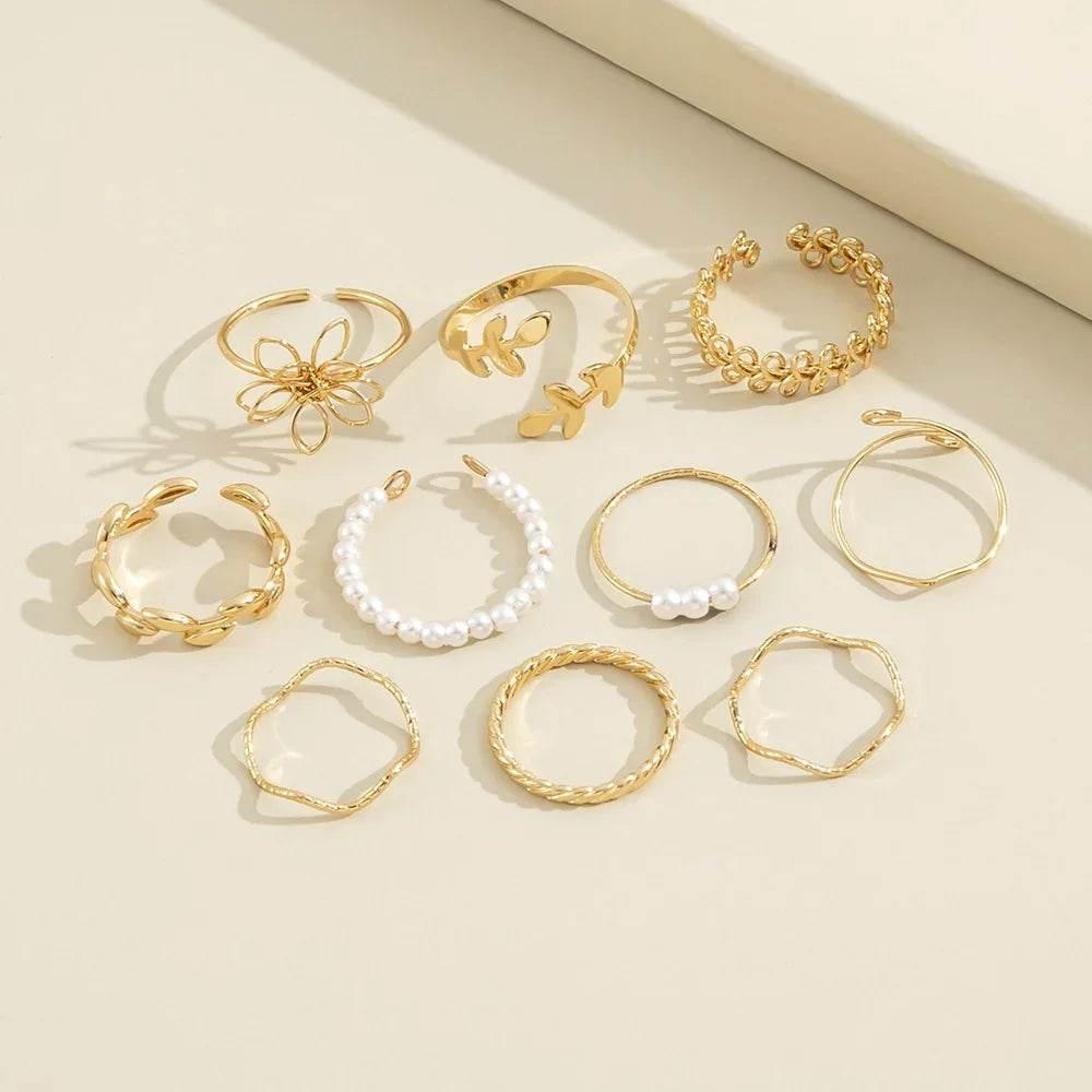 Flora Lace – Openwork Flower Ring Set - Jewellar