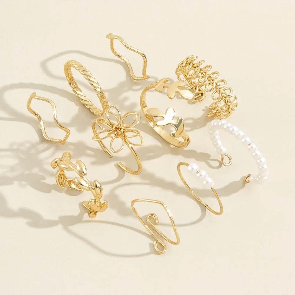 Flora Lace – Openwork Flower Ring Set - Jewellar