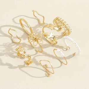 Flora Lace – Openwork Flower Ring Set - Jewellar