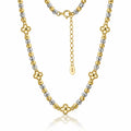 Florelle Adjustable Two Tone Beaded Clover Necklace - Gold-Plated 925 Sterling Silver