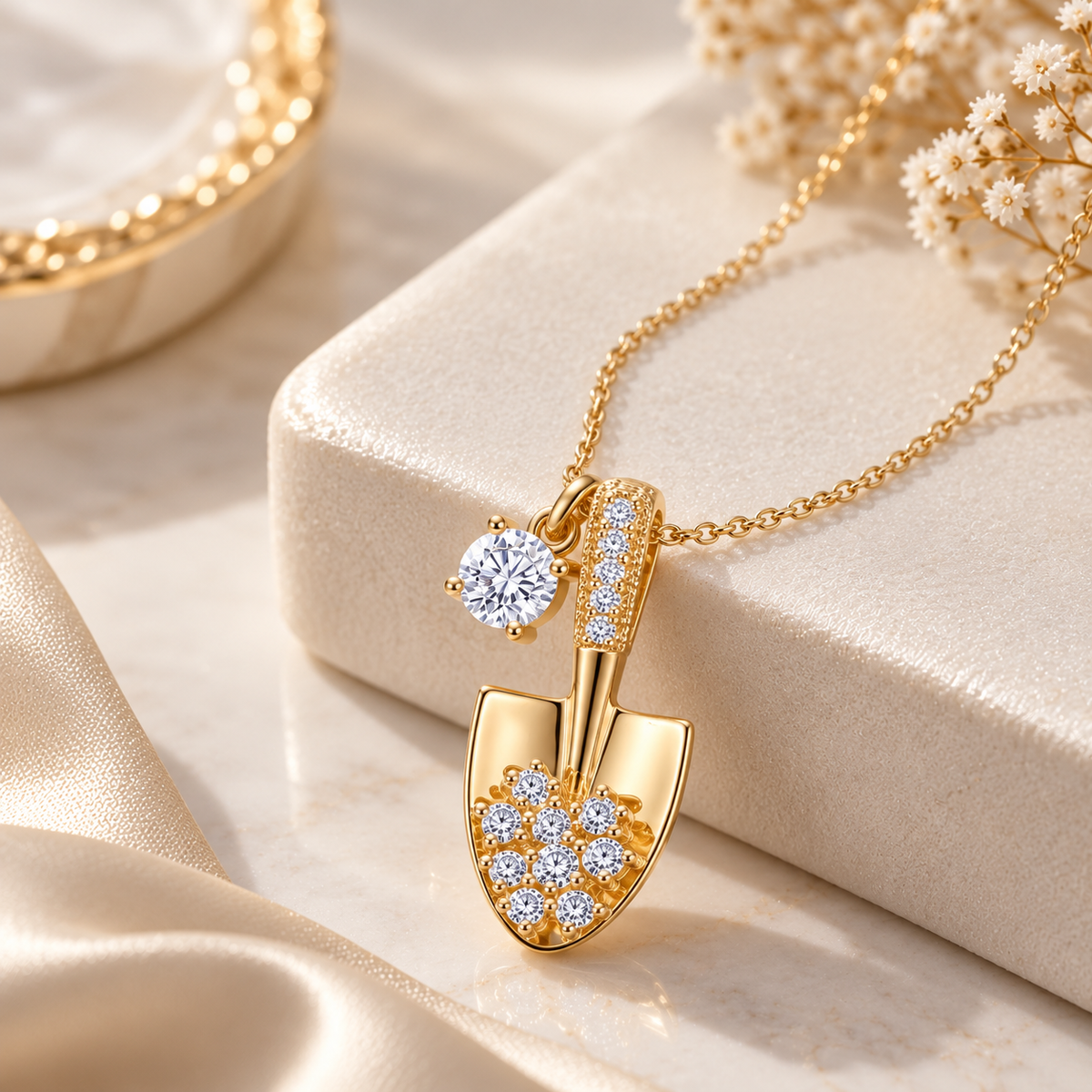 Florenne Moissanite Garden Trowel Necklace - Gold-Plated 925 Sterling Silver  Jewellar