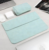 FrostGuard frosted PU leather laptop sleeve with magnetic flap and microfiber lining—slim protective case for 13, 14, and 15.6 inch laptops.