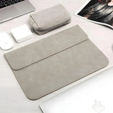 FrostGuard frosted PU leather laptop sleeve with magnetic flap and microfiber lining—slim protective case for 13, 14, and 15.6 inch laptops.