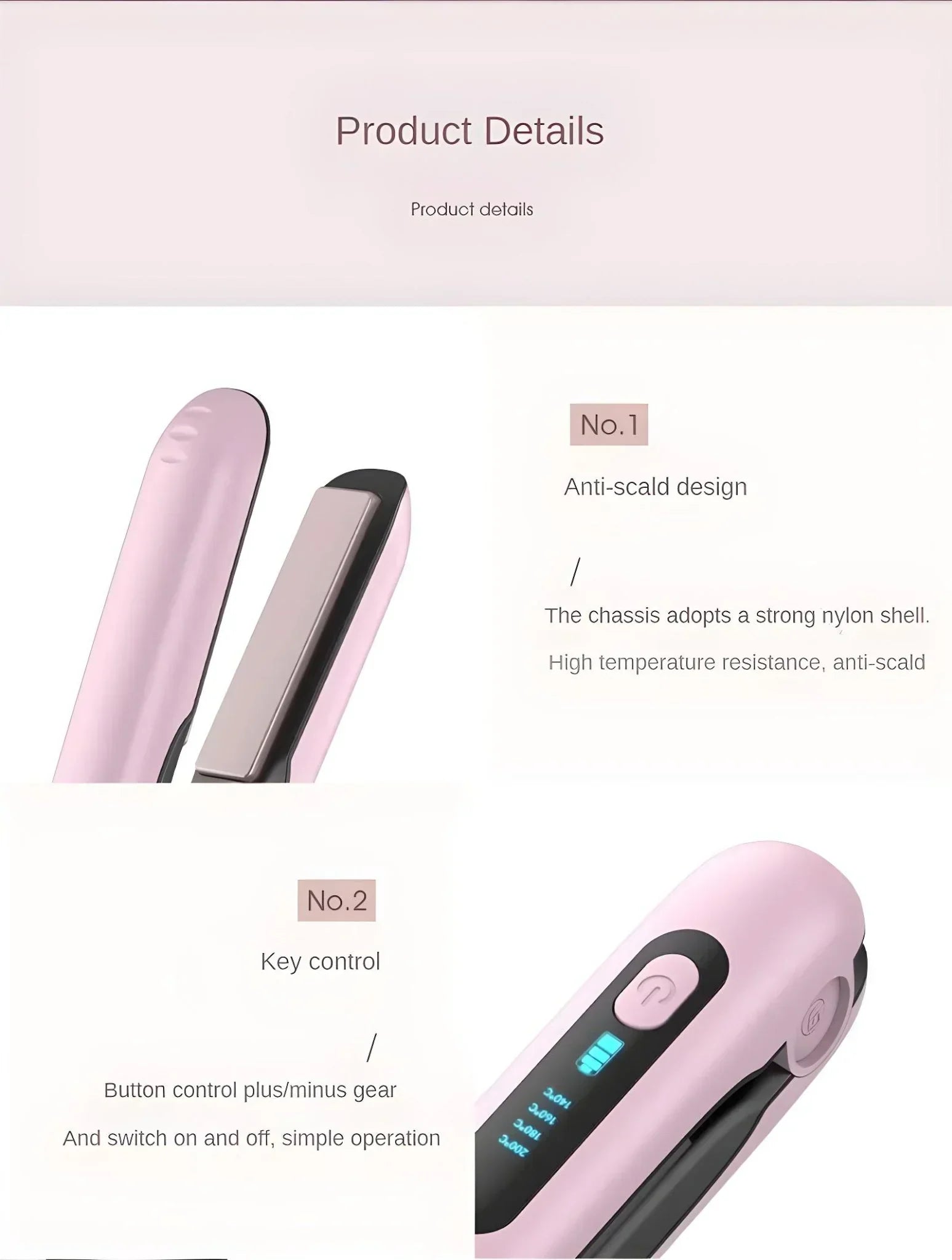 Wireless 2-in-1 hair straightener and curler – GlamWave Pro with ceramic plates and adjustable temperature settings.