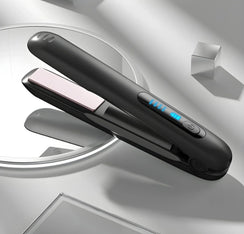 Wireless 2-in-1 hair straightener and curler – GlamWave Pro with ceramic plates and adjustable temperature settings.