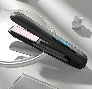 Wireless 2-in-1 hair straightener and curler – GlamWave Pro with ceramic plates and adjustable temperature settings.