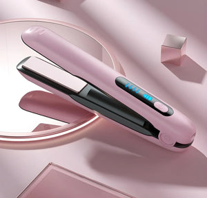 Wireless 2-in-1 hair straightener and curler – GlamWave Pro with ceramic plates and adjustable temperature settings.