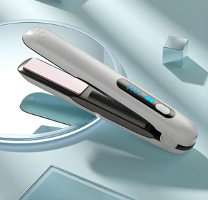 Wireless 2-in-1 hair straightener and curler – GlamWave Pro with ceramic plates and adjustable temperature settings.