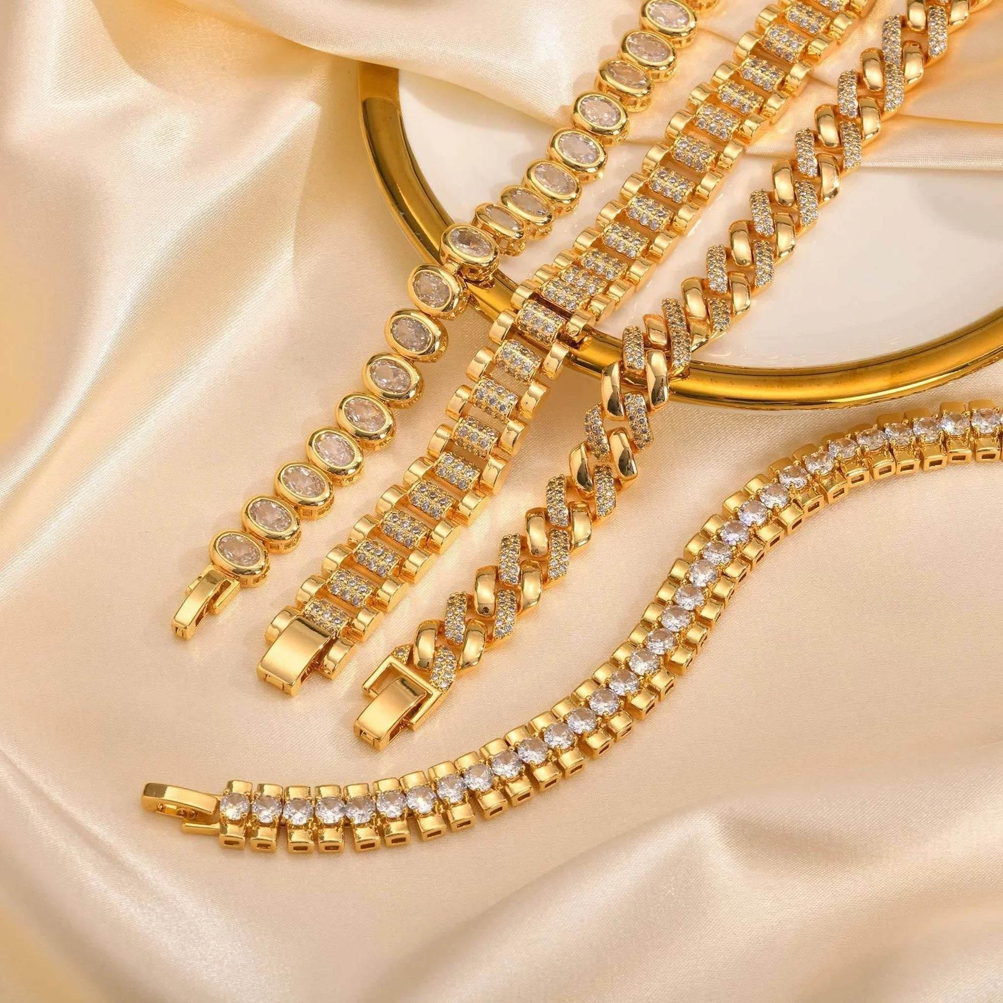 Gleam Strap – Two-Side Zircon Copper Bracelet - Jewellar