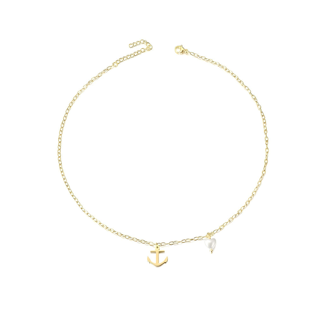Golden Anchor Pearl Pendant