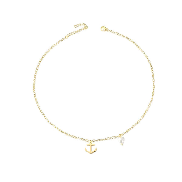 Golden Anchor Pearl Pendant