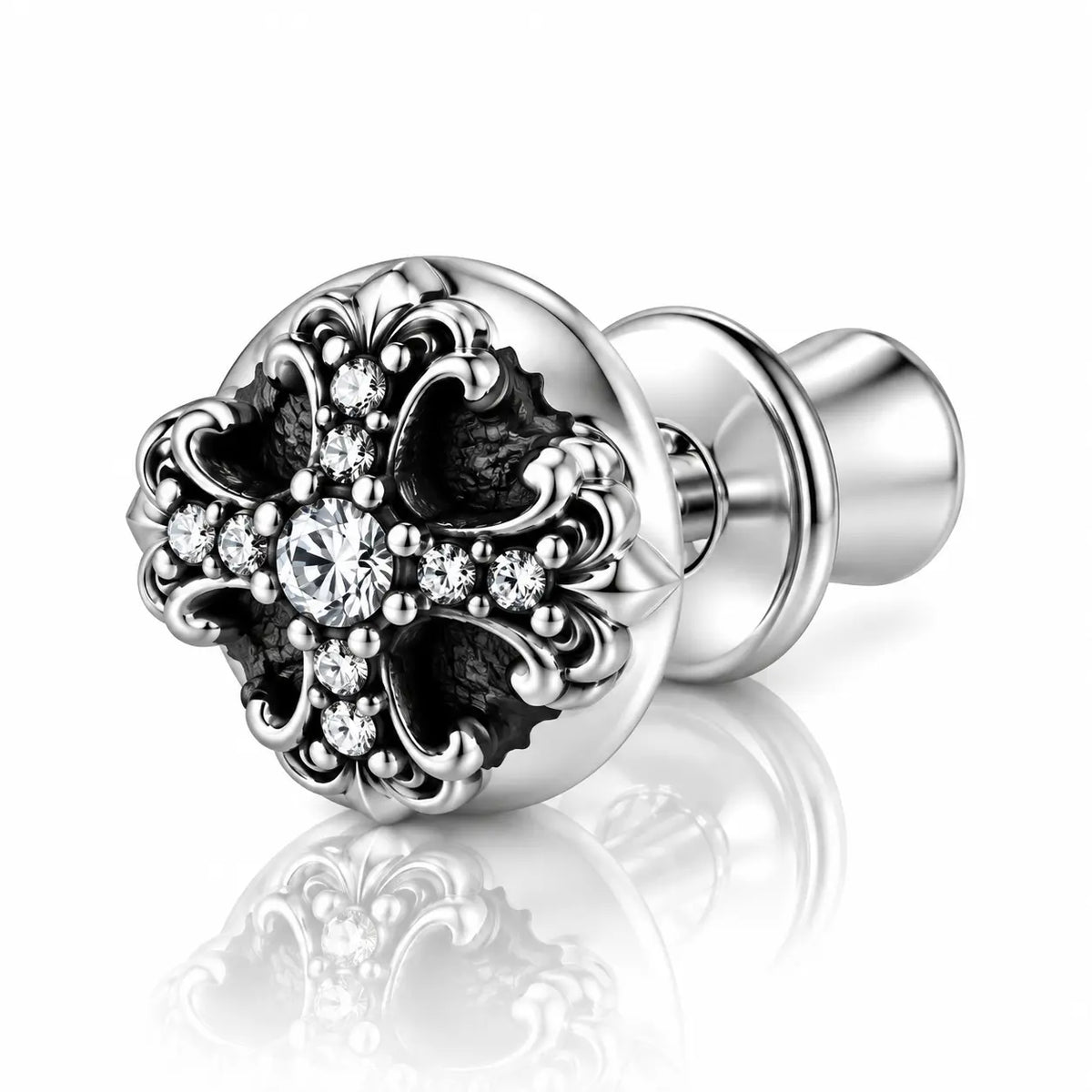 Gothic Fleur Stud Earring - 925 Sterling Silver