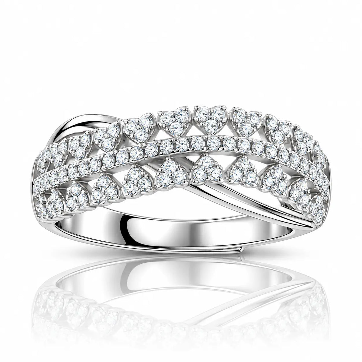 Infinity Crossover Moissanite Ring - 925 Sterling Silver