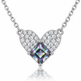 Irielle Adjustable Rainbow Moissanite Heart Necklace - 925 Sterling Silver