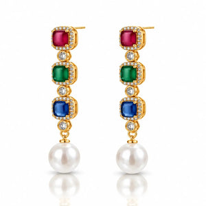 Jewel Royalty Multicolor Zirconia Jewelry Set - 14K Gold Plated
