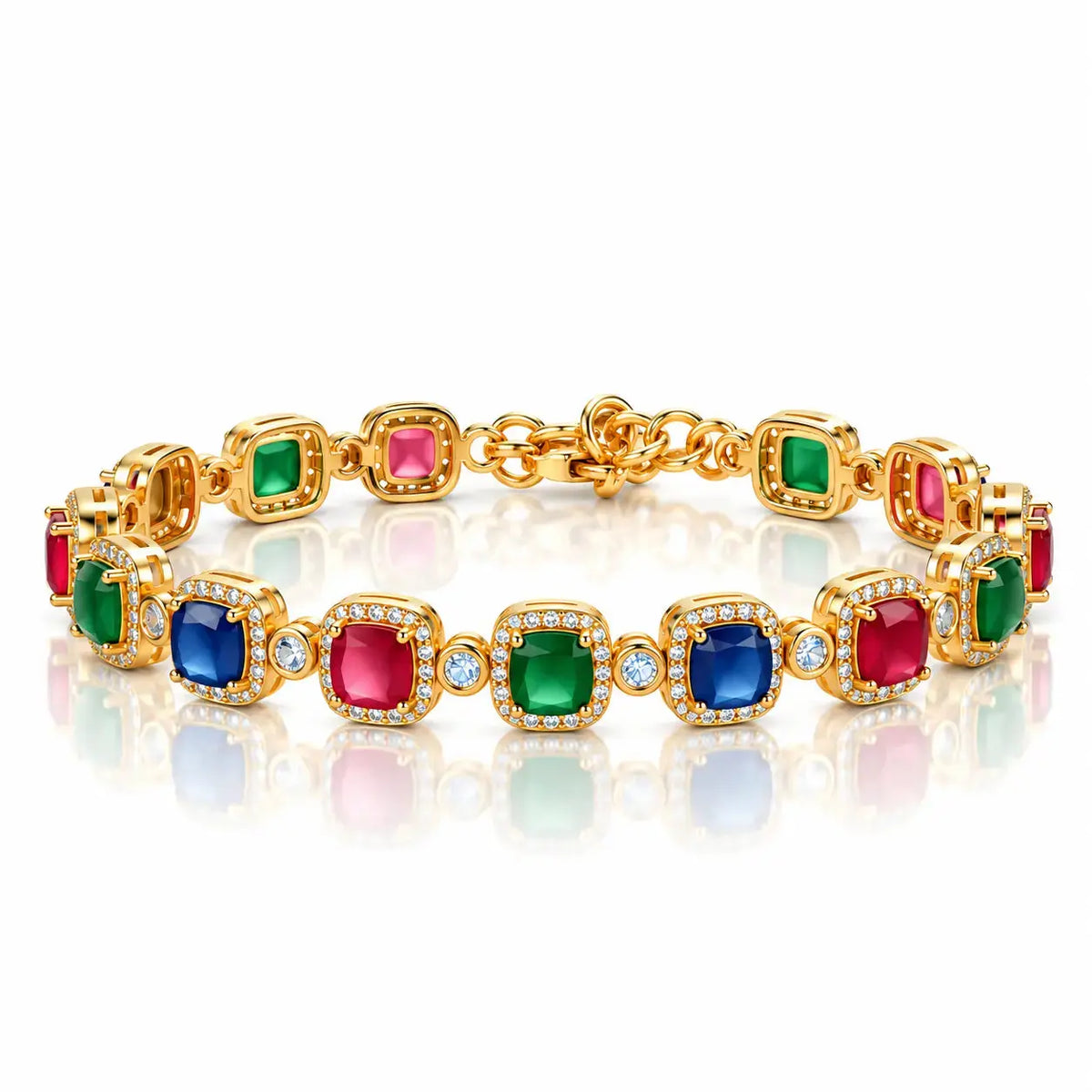 Jewel Royalty Multicolor Zirconia Jewelry Set - 14K Gold Plated
