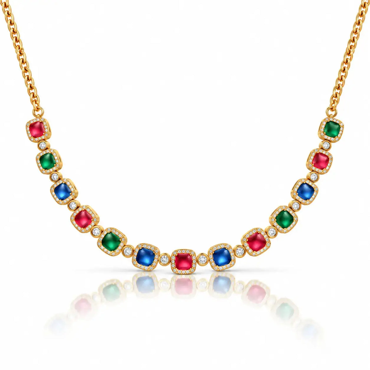 Jewel Royalty Multicolor Zirconia Jewelry Set - 14K Gold Plated
