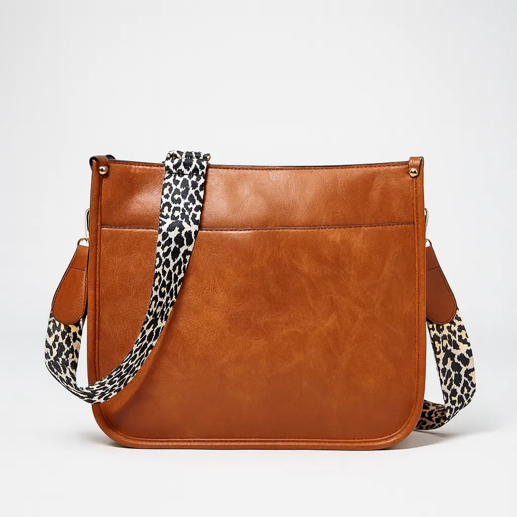 Leopard print PU leather messenger bag with spacious interior – Leona Messenger by Jewellar