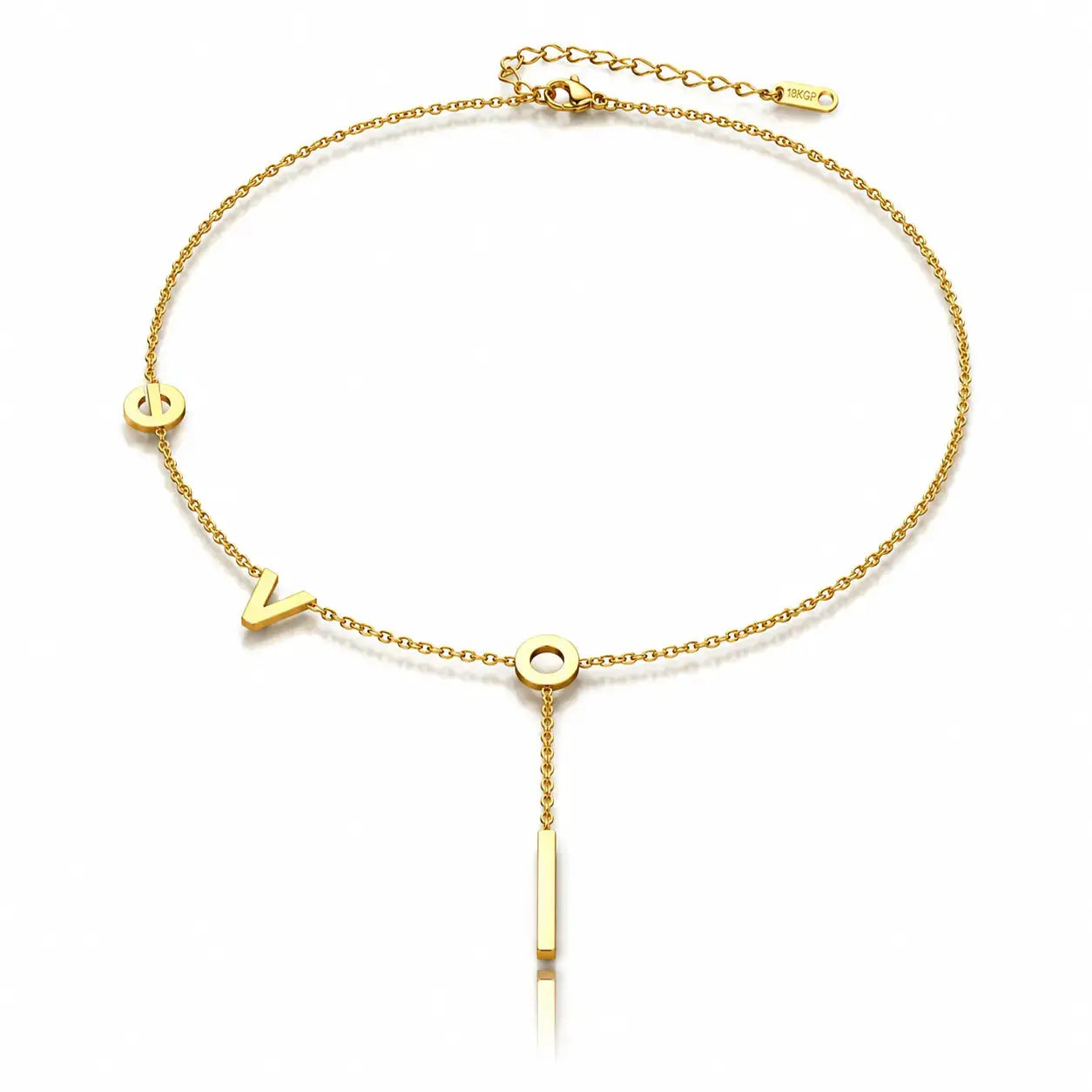 Gold bracelet with letter 'Y' and bar design on a white background